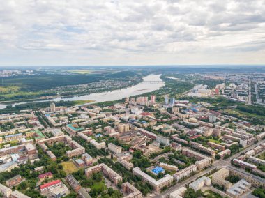 Kuş bakışı şehrin panoraması. Kemerovo, Rusya Federasyonu, F