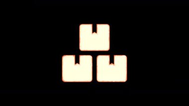 Kutular simgesi siyah arka planda görünür ve yanar