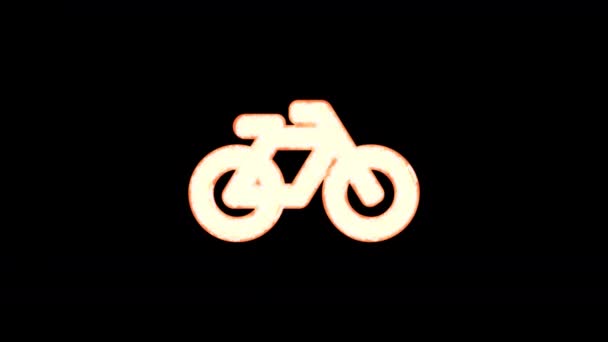 自行车符号出现在黑色背景上并烧坏 — 图库视频影像