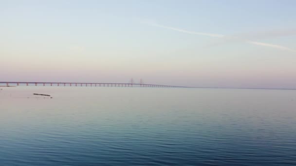 Oresund bridge. A long tunnel bridge with an artificial island between Sweden and Denmark.. 4K — Stock Video