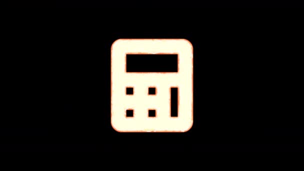 Symbole Calculatrice Apparaît Sur Fond Noir Brûle — Video