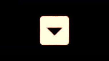 Sembol caret kare aşağı şeffaflık yanar, sonra tekrar yanar. Alfa kanal Premultiplied - siyah renk ile mat