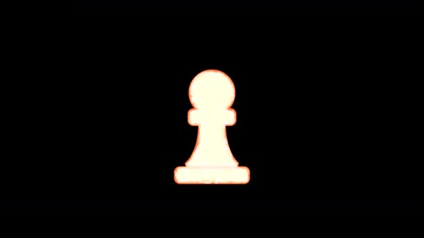 Symbol chess pawn burns out of transparency, then burns again. Alpha channel Premultiplied - Matted with color black — Stock Video