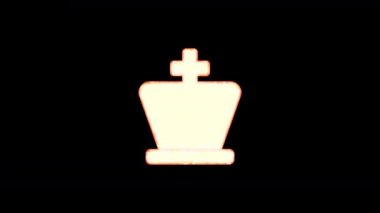 Sembol satranç kralı şeffaflıktan yanar, sonra tekrar yanar. Alfa kanal Premultiplied - siyah renk ile mat