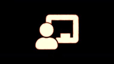 Sembol tebeşir tahtası öğretmeni şeffaflıktan yanar, sonra tekrar yanar. Alfa kanal Premultiplied - siyah renk ile mat