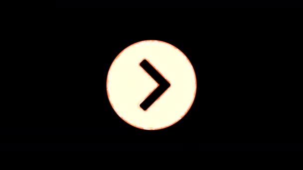 Symbole chevron cercle droit brûle par transparence, puis brûle à nouveau. Canal Alpha Premultiplied - Montée sous passe-partout avec la couleur noire 