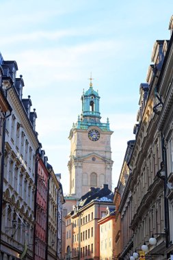 Stockholm, İsveç. Eski şehrin sokakları. Tarihi bölüm 