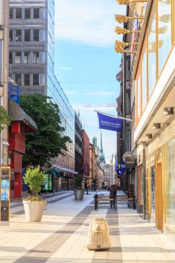 Stockholm, İsveç - 23 Haziran 2019: Drottninggatan - c biri