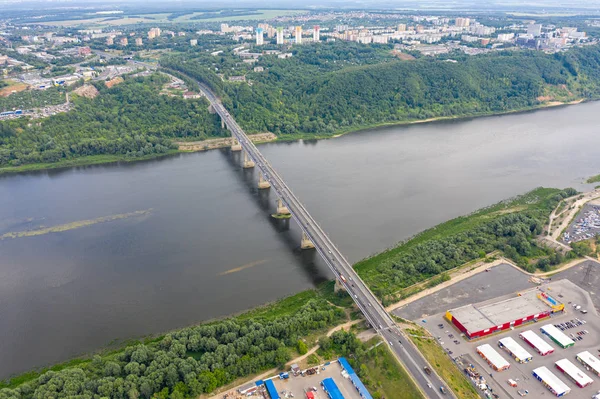 Myzinski Brücke, Autobahn m7 - Wolga. nischni nowgorod, russland — Stockfoto