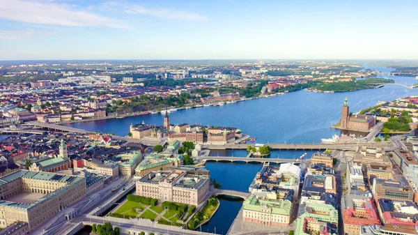 Estocolmo, Suecia. Vista aérea panorámica del centro de la ciudad, desde Drone —  Fotos de Stock