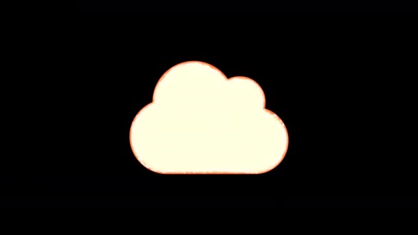 Sembol bulutu saydamlıkça yanar, sonra tekrar yanar. Alfa kanal Premultiplied - siyah renk ile mat — Stok video