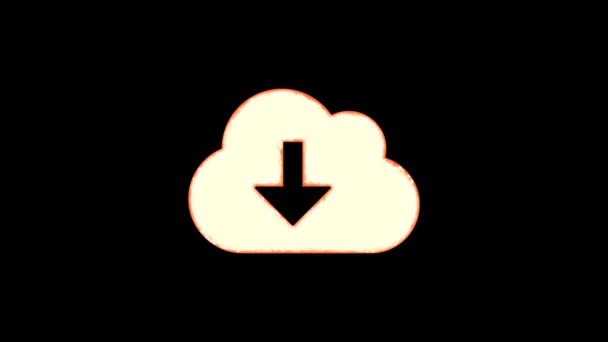Simbolo cloud download brucia per trasparenza, poi brucia di nuovo. Alpha canale Premoltiplicato - Opaco con il colore nero — Video Stock