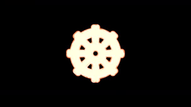 Symbolen dharmachakra brinner av transparens och bränner sedan igen. Alfakanal förmultiplicerad-Matted med färg svart — Stockvideo