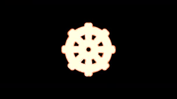 Symbole dharmachakra brûle par transparence, puis brûle à nouveau. Canal Alpha Premultiplied - Montée sous passe-partout avec la couleur noire 