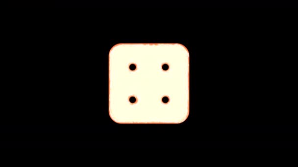 Symbol dice four burns out of transparency, then burns again. Alpha channel Premultiplied - Matted with color black — Stock Video