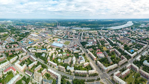 Panorama of the city from a bird's-eye view. Kemerovo, Russia, F — Stock Photo, Image