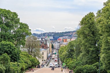 Oslo, Norveç - 24 Haziran 2019: Sokak görünümü 