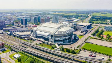 Amsterdam, Hollanda - 30 Haziran 2019: Johan Cruijff Arena (Amsterdam Arena). 2020 Fifa Dünya Kupası, Havadan Görünüm 