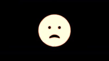 Sembol kaşlarını çattı şeffaflıktan yanar, sonra tekrar yanar. Alfa kanal Premultiplied - siyah renk ile mat