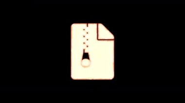 Sembol dosya arşivi saydamlıkça yanar, sonra tekrar yanar. Alfa kanal Premultiplied - siyah renk ile mat