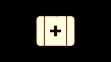 Sembol ilk yardım şeffaflıktan yanar, sonra tekrar yanar. Alfa kanal Premultiplied - siyah renk ile mat