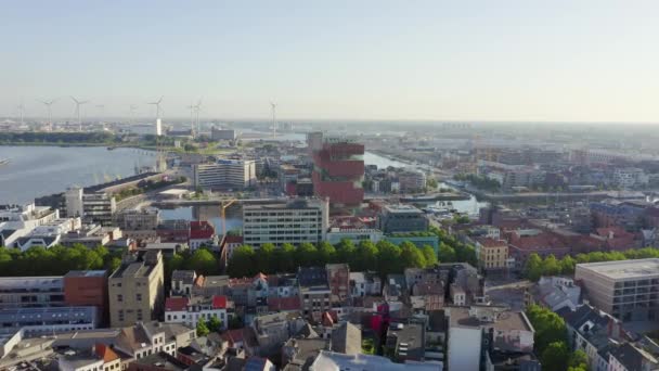 Antwerp, Belçika. Mas Müzesi (Museum aan de Stroom). 4k — Stok video