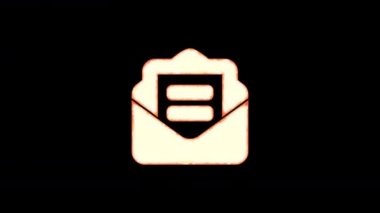 Sembol zarfı açık metin saydamlıktan yanar, sonra tekrar yanar. Alfa kanal Premultiplied - siyah renk ile mat