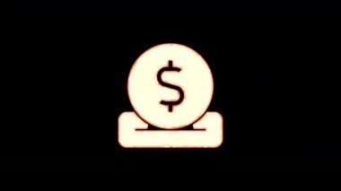 Sembol bağışı şeffaflıktan yanar, sonra tekrar yanar. Alfa kanal Premultiplied - siyah renk ile mat