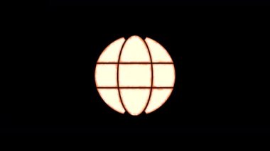 Sembol küre şeffaflıktan yanar, sonra tekrar yanar. Alfa kanal Premultiplied - siyah renk ile mat
