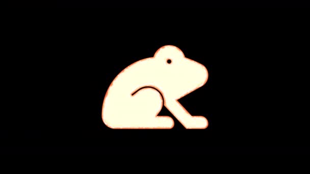 Symbol frog burns out of transparency, then burns again. Alpha channel Premultiplied - Matted with color black — ストック動画
