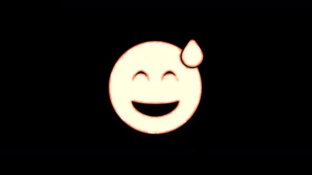 シンボルの笑顔のビーム汗は透明度から燃え、その後再び燃えます。アルファチャンネルプリ乗算 - カラーブラックでマット — ストック動画