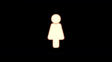 Sembol kadın şeffaflıktan yanar, sonra tekrar yanar. Alfa kanal Premultiplied - siyah renk ile mat