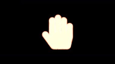 Sembol avuç içi saydamlıktan yanar, sonra tekrar yanar. Alfa kanal Premultiplied - siyah renk ile mat