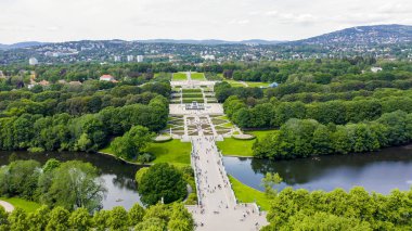 Oslo, Norway. Vigeland Sculpture Park. Vigelandsparken. Frogner park, From Drone  clipart