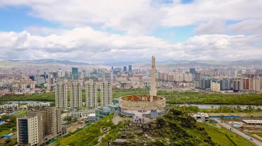 Ulan Batur, Moğolistan. Sovyetler Memorial'a Zaisan Tolgoi asker. Kızıl Ordu s destek Moğol insanlar s devrim, üzerinden dron onuruna karmaşık 