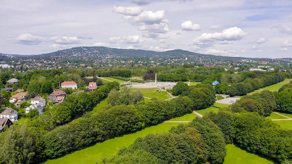 Oslo, Norvégia. Vigeland szoborpark. A vigelandsparken. Frogner Park, a drone — Stock Fotó