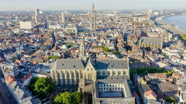 Αμβέρσα, Βέλγιο. Καθεδρικός Ναός Αγίου Παύλου, εναέρια θέα — Φωτογραφία Αρχείου