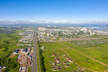 Şehrin yüksekten görünümü. Naberezhnye Chelny, Cumhuriyet 