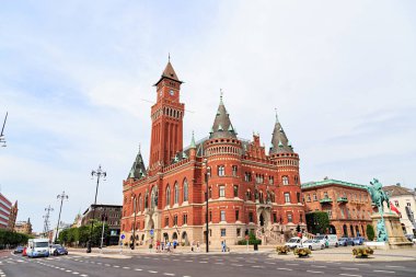 Helsingborg, İsveç - 25 Haziran 2019 Helsingborg Belediye Sarayı