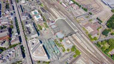 Bremen, Almanya. Bremen Hauptbahnhof ( Almanca: Bremen ana tren istasyonu). Uçuşgörünümü, Havadan Görünüm 