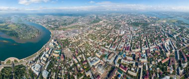 Rusya, Irkutsk - 26 Temmuz 2018: I şehrinin panoramik manzarası