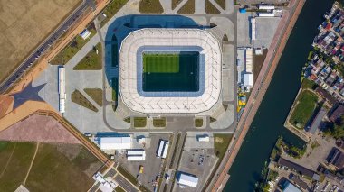 Rusya, Kaliningrad - 20 Eylül 2018: Havadan görünümü Stadyumu 