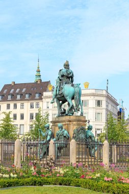 Kopenhag, Danimarka - 26 Haziran 2019: Binicilik Heykeli, Kral Chr
