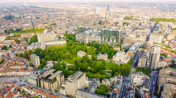 Brussels, Belgium. The complex of buildings of the European Parliament. State institution, Aerial View