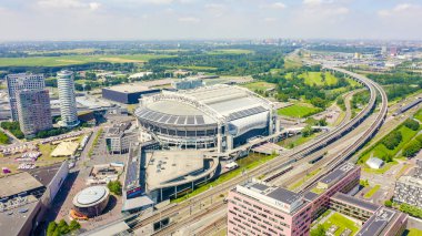 Amsterdam, Hollanda - 30 Haziran 2019: Johan Cruijff Arena (Amsterdam Arena). 2020 Fifa Dünya Kupası, Havadan Görünüm 