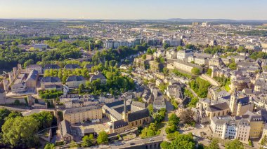 Lüksemburg, Tarih Şehir Merkezi, Sabah Havacılık Manzarası 