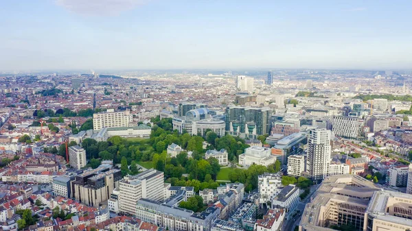 Brussels, Belgium. The complex of buildings of the European Parliament. State institution, Aerial View