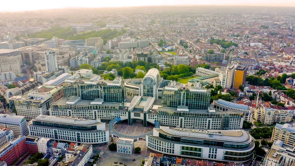 Brussels, Belgium. The complex of buildings of the European Parliament. State institution, Aerial View