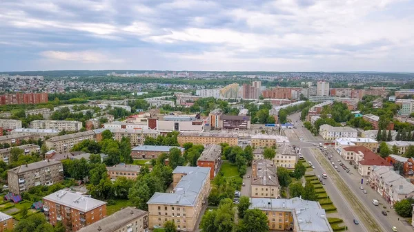 Vista do centro comercial após o incêndio. Kemerovo, Rússia, De Dron — Fotografia de Stock