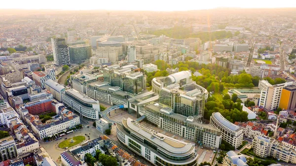 Brussels, Belgium. The complex of buildings of the European Parliament. State institution, Aerial View